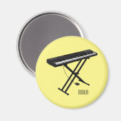 キーボードのピアノ漫画イラストレーション マグネット (正面/裏面)