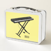 キーボードのピアノ漫画イラストレーション メタルランチボックス (裏面)