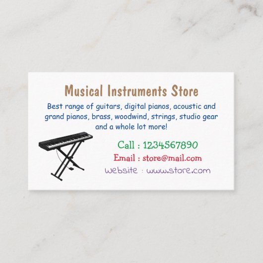 キーボードのピアノ漫画イラストレーション 名刺 (正面)