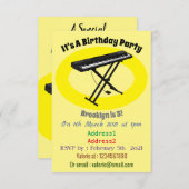 キーボードのピアノ漫画イラストレーション 招待状 (正面/裏面)