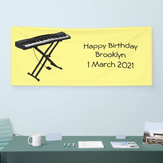 キーボードのピアノ漫画イラストレーション 横断幕 (トレードショー)