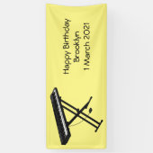 キーボードのピアノ漫画イラストレーション 横断幕 (縦)