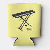 キーボードのピアノ漫画イラストレーション 缶クーラー (正面)