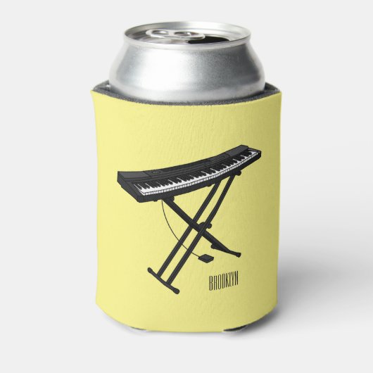 キーボードのピアノ漫画イラストレーション 缶クーラー (缶裏面)