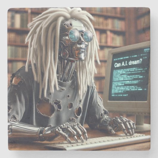 キーボードのロボットタイプ ストーンコースター (正面)