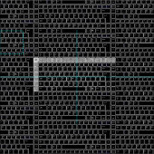 キーボードの黒と白の文字の番号プログラマ ファブリック (タイル)