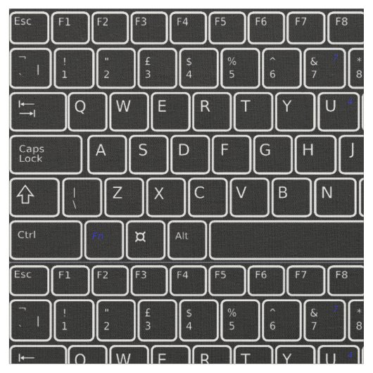 キーボードの黒と白の文字の番号プログラマ ファブリック (クローズアップ)