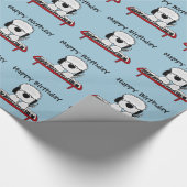 キーボードを遊んでいるおもしろいで古い英国の牧羊犬 ラッピングペーパー (角)