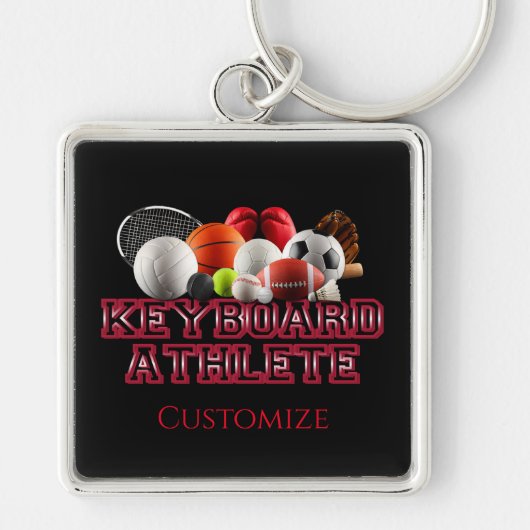 キーボードアスリートユーモアのプレミアムキーチェーン キーホルダー (正面)