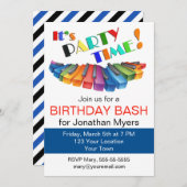 キーボードカラフル誕生日パーティー 招待状 (正面/裏面)