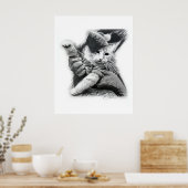 キーボードキャットペンシルスケッチポスター ポスター (キッチン)