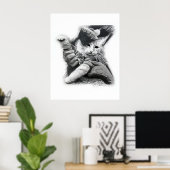 キーボードキャットペンシルスケッチポスター ポスター (ホームオフィス)