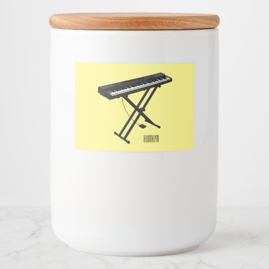 キーボードピアノの漫画イラスト フードラベル (正面)