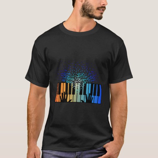 キーボードピアノプレーヤーミュージシャンキーボード Tシャツ (正面)