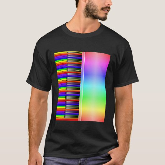 キーボードピアノレインボーTシャツ Tシャツ (正面)