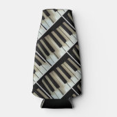 キーボードピアノ鍵白黒の音楽テーマ ボトルクーラー (正面)