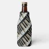 キーボードピアノ鍵白黒の音楽テーマ ボトルクーラー (ボトル正面)