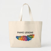 キーボードピカラフルアノ学生音楽トート ラージトートバッグ (正面)