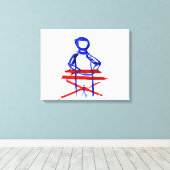 キーボードプレーヤーのスティックのアウトライン赤い青の切り出し キャンバスプリント (インサイチュ (ウッドフロア))