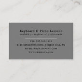 キーボードプレーヤー、プロフェッショナルキーボード奏者、ピアニスト 名刺 (裏面)