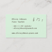 キーボード音楽ピアノの教師の歌う鳥 名刺 (裏面)