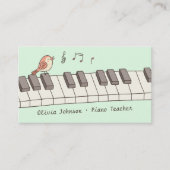キーボード音楽ピアノの教師の歌う鳥 名刺 (正面)