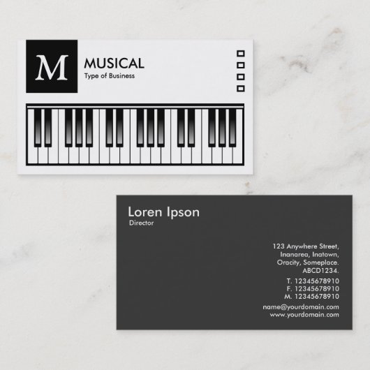 キーボード – ロゴとパネルv2 – 黒 名刺 (正面/裏面)