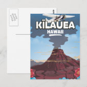 キーラウエア ハワイ 火山 トラベルポスター ポストカード (正面/裏面)