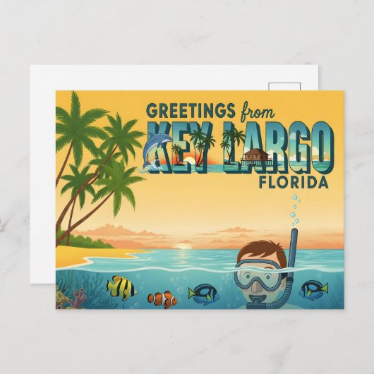 キーラルゴ フロリダ – 熱帯のバケーション ポストカード (正面/裏面)