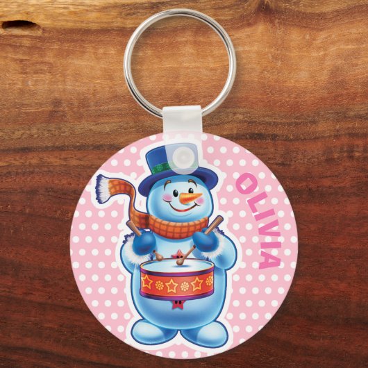 キーリングカスタムクリスマス雪だるまキャラクター。 キーホルダー (正面)