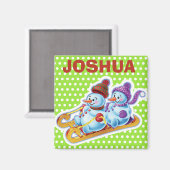 キーリングカスタムクリスマス雪だるまキャラクター。 マグネット (正面/裏面)