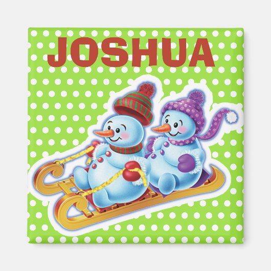 キーリングカスタムクリスマス雪だるまキャラクター。 マグネット (正面)