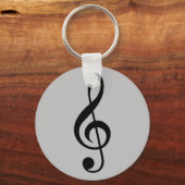 キーリングミュージッククレフ、 音符記号シルバー/グレー キーホルダー (正面)