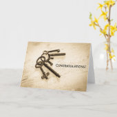 キーリング動揺して上のアンティークスケルトン鍵 カード (黄色い花)