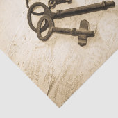 キーリング動揺して上のアンティークスケルトン鍵 薄葉紙 (詳細)