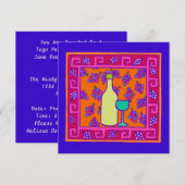 キー パターン & グレープ & ワイン パーティー 招待状 (正面/裏面)