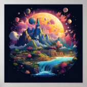 キ素晴らしの惑星芸術的地球イラストレーション ポスター (正面)