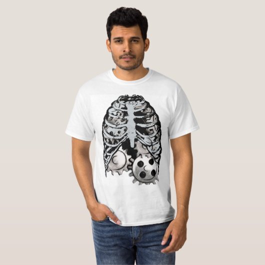 ギアが付いているSteampunkのパンクの箱 Tシャツ (正面フル)