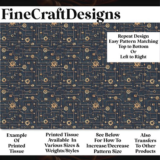 ギアとパイプのSteampunkパターンBL7 Decopage 薄葉紙