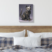 ギアとヒゲ：スティームパンクメタルキャット キャンバスプリント (インサイチュ (寝室))