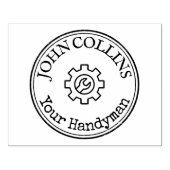 ギアとレンチパーソナライズされたラウンドロゴ ラバースタンプ (インプリント)