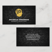 ギアの先頭 |幾何学的な黒の背景 名刺 (正面/裏面)