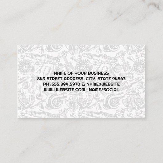 ギアの自動ロゴ |自動車部品パターン 名刺 (裏面)