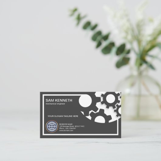 ギアの設計のシンプルで明白な円 名刺 (スタンド正面)