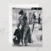 ギアを強く引くカウボーイの背面図 ポストカード (正面/裏面)