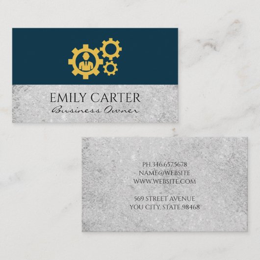 ギアアイコンヴィンテージテクスチャの背景 名刺 (正面/裏面)