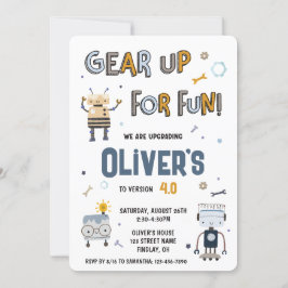 ギアアップおもしろいロボットキャラクター誕生日パーティー 招待状