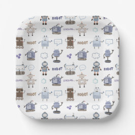 ギアアップ用おもしろいロボットキッズハッピーバースデー ペーパープレート