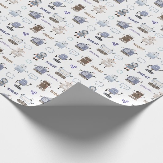 ギアアップ用おもしろいロボットキッズハッピーバースデー ラッピングペーパー (角)