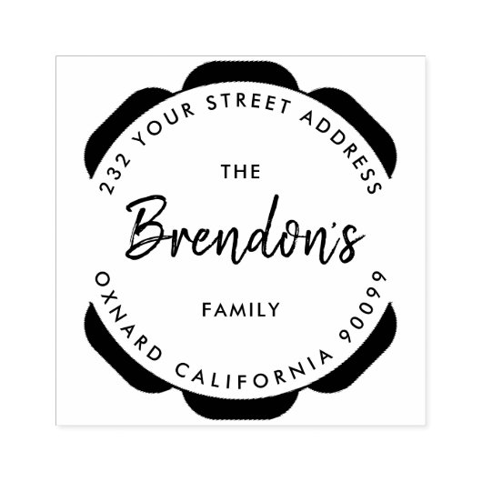 ギアシンボル円 – カスタムファミリ名 ラバースタンプ (インプリント)